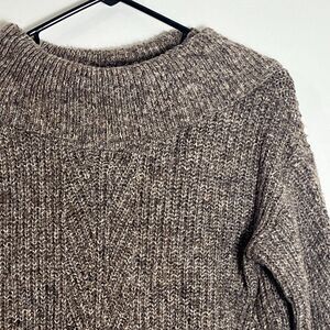 Leo & Nicole Cowl Neck Knit Sweater Brown and Multicolor Wool Blend Womens M